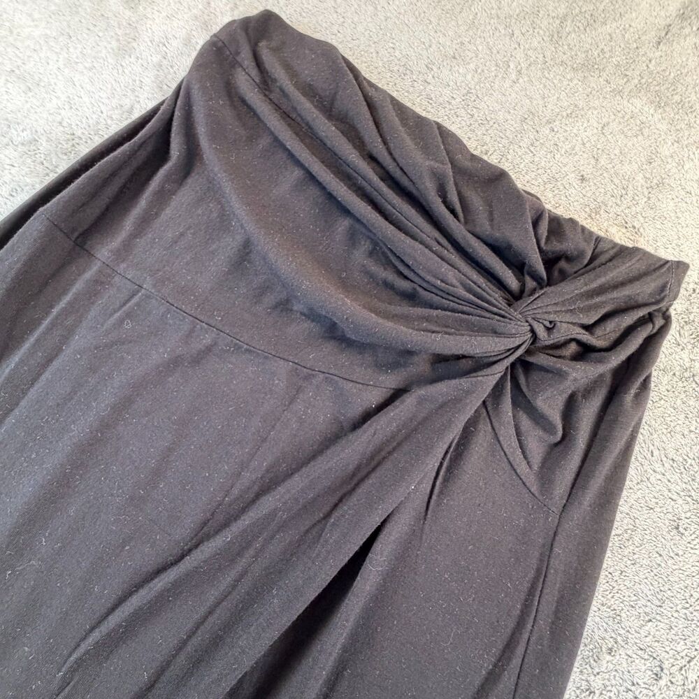 Love Blossom Maxi Skirt Womens Small Ruched Draped Black Stretch